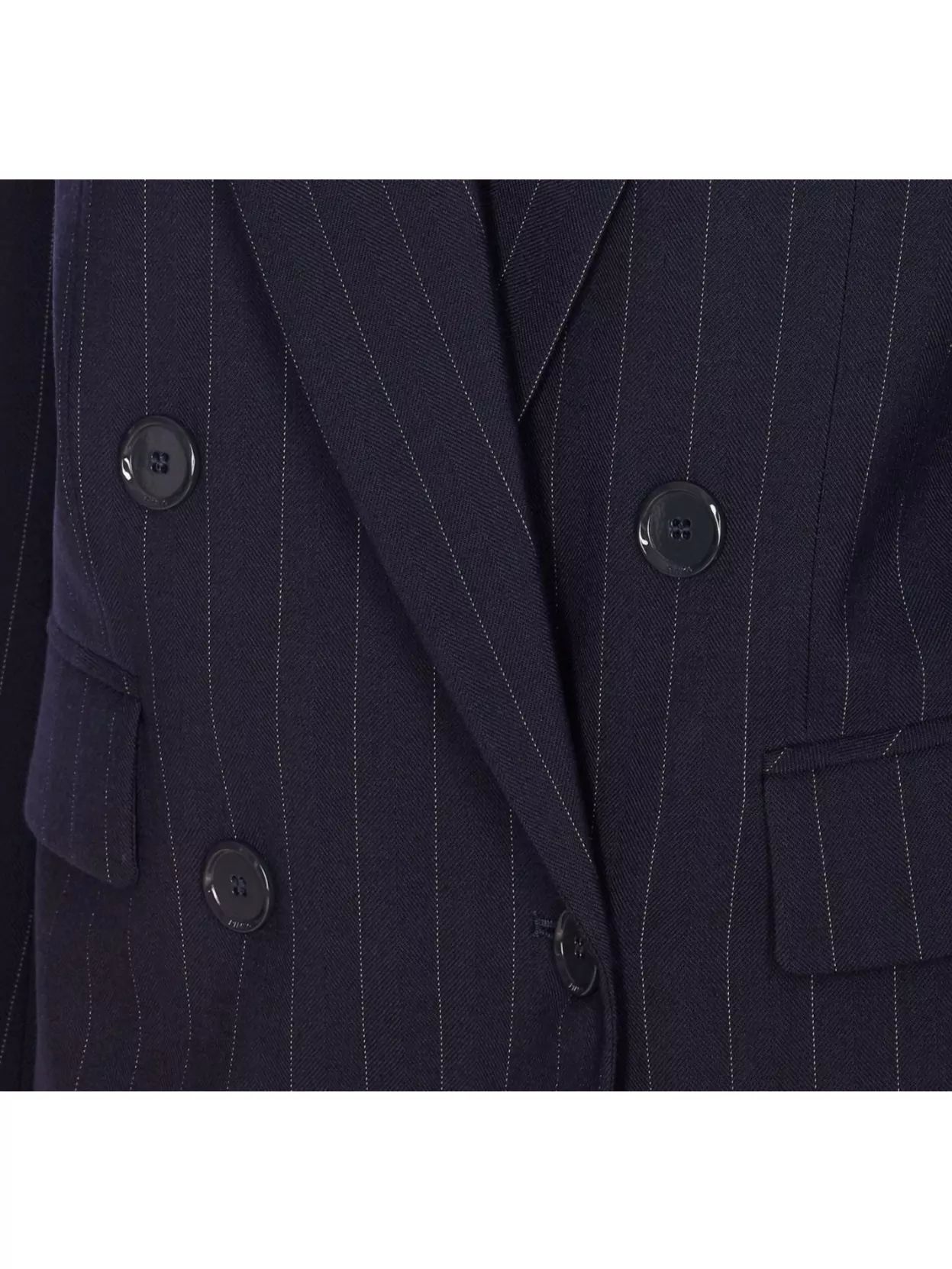 Pinko Double-Breasted Pinstripe Jacket Featuring Pockets