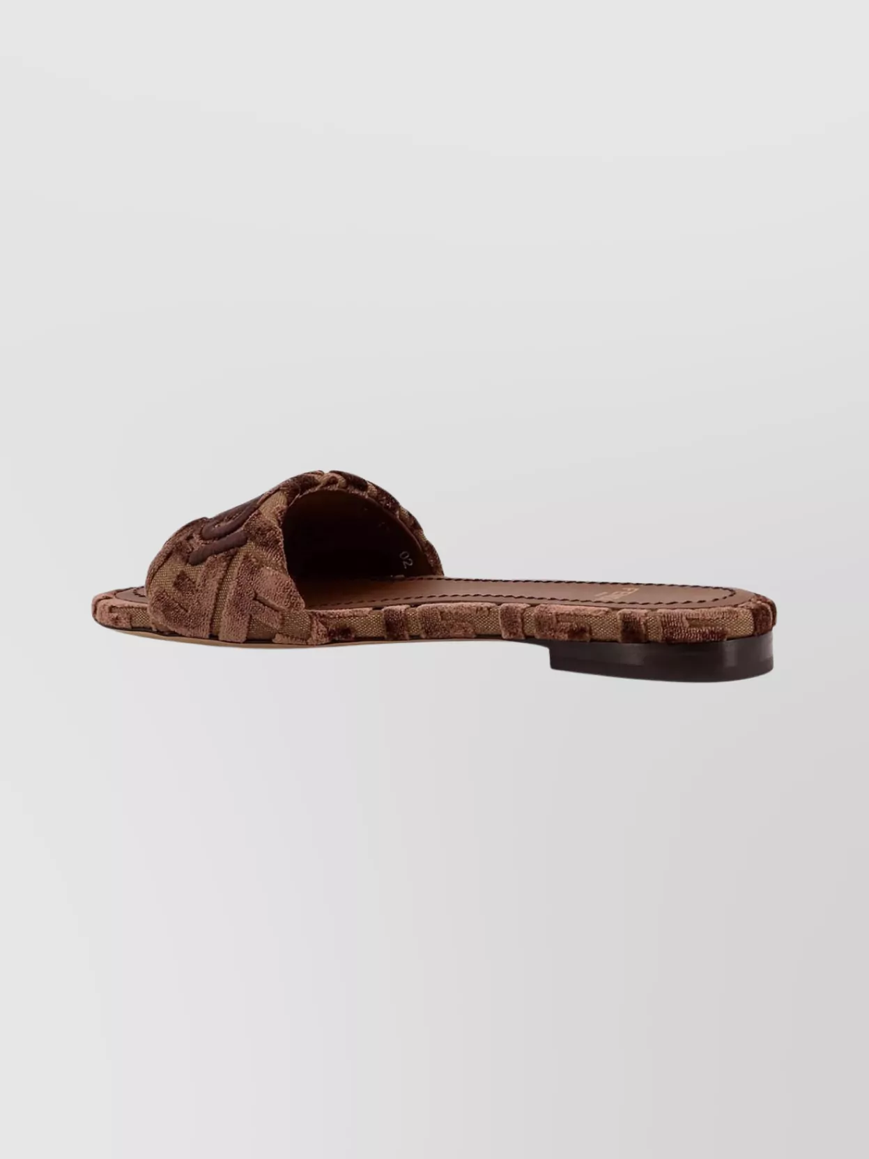 Fendi Sunshine Logo-embroidered Velvet Flat Sandals In Brown
