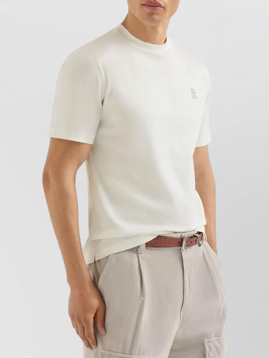 Brunello Cucinelli Cotton Logo Print Short Sleeve T Shirt