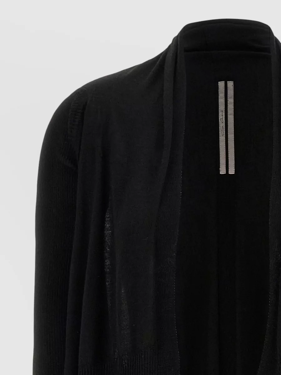 Rick Owens Long Sheer Ribbed Knit Wrap Cardigan