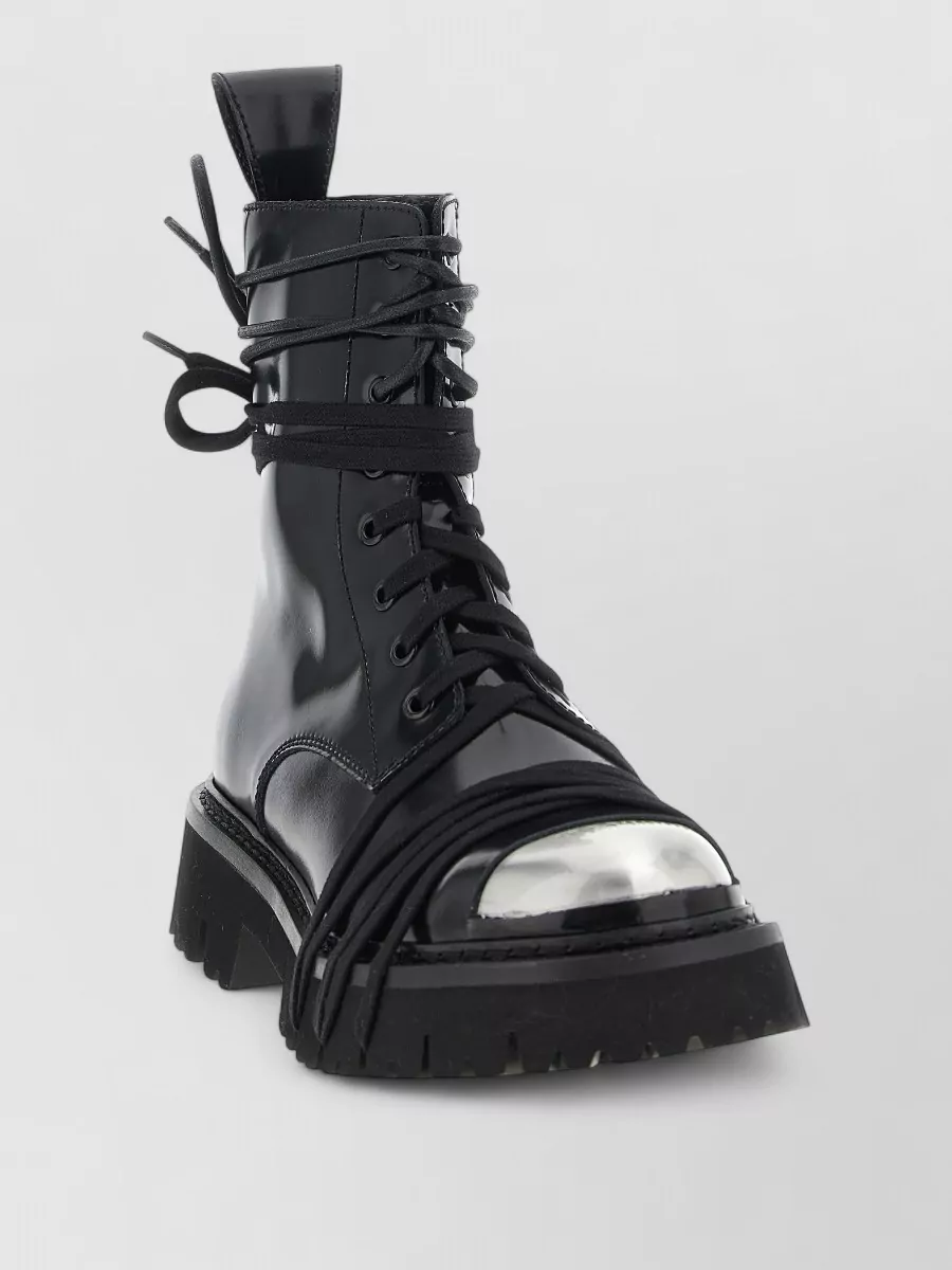 Moschino Leather Combat Boots
