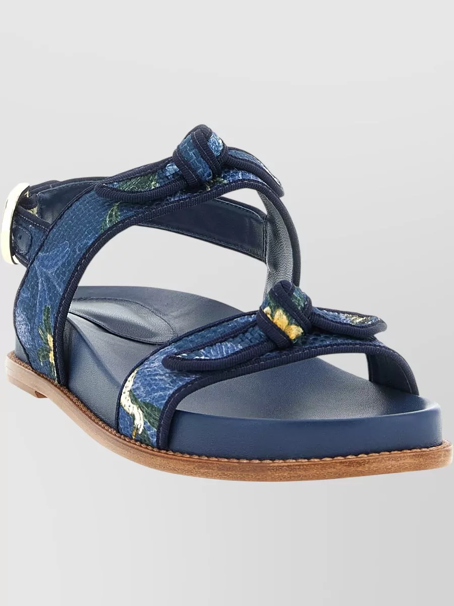 Alexandre Birman Leather Grosgrain Raffia Sport Sandals