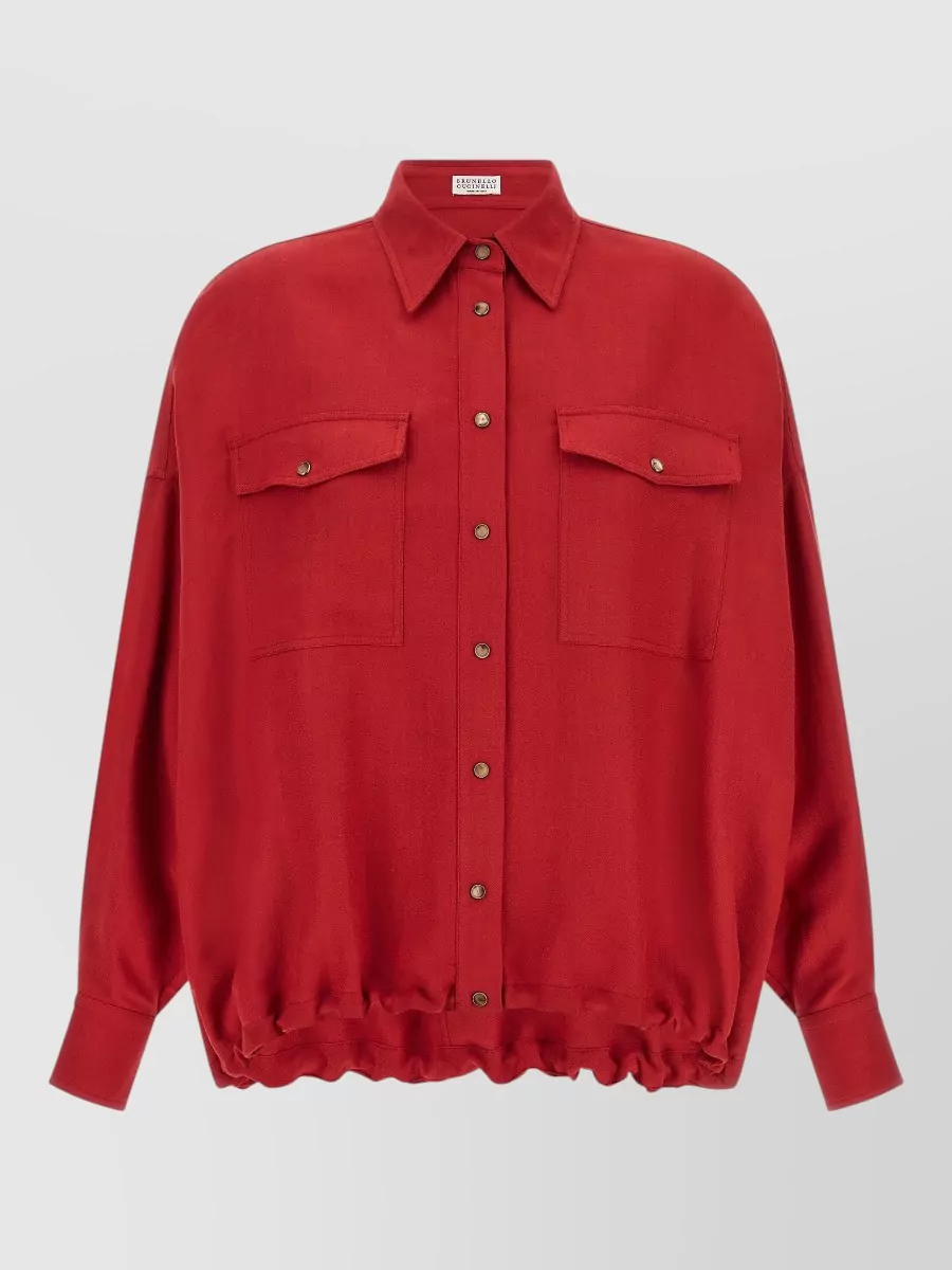 Brunello Cucinelli Linen-blend twill long-sleeve shirt