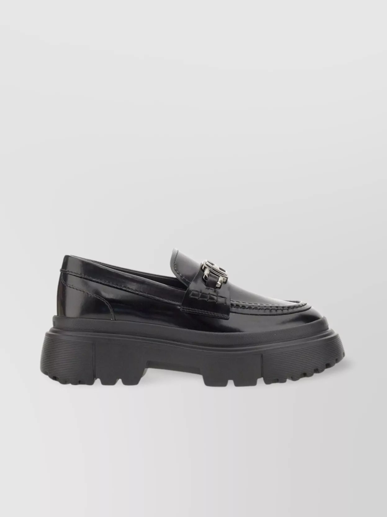 Hogan Chunky Sole Loafers Metal Buckle