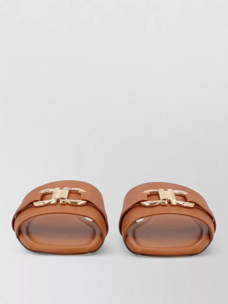 Ferragamo Leather Slide Sandals