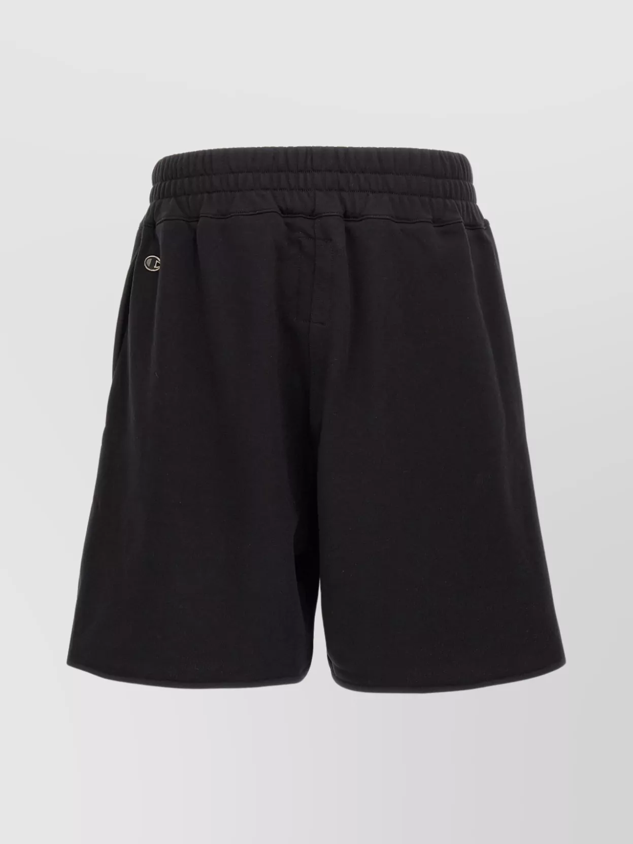 Rick Owens Champion Elastic Waistband Bermuda Shorts With Side Pockets In Black