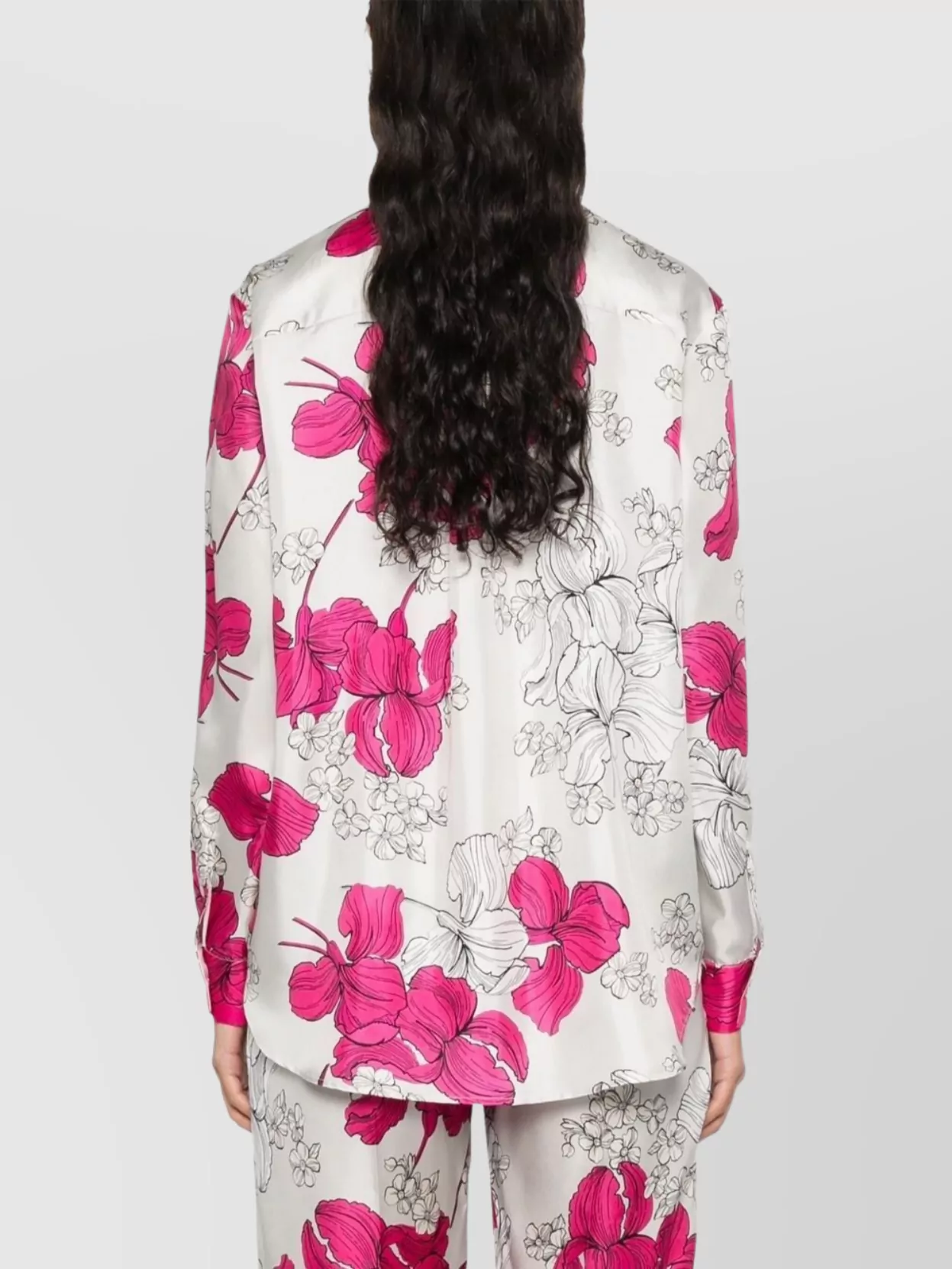 P.a.r.o.s.h Serenella Floral Print Long Sleeves Shirt In Neutrals