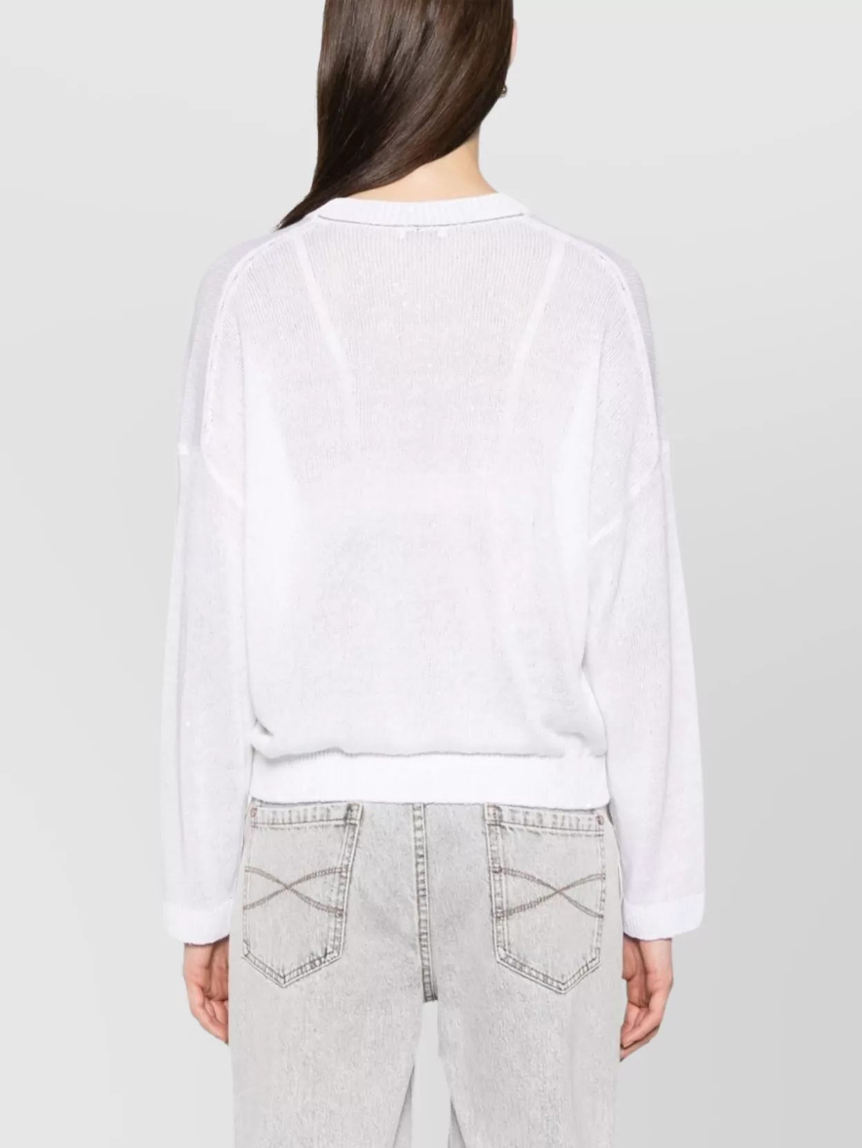 Brunello Cucinelli Crew Neck Sequined Knit Sweater