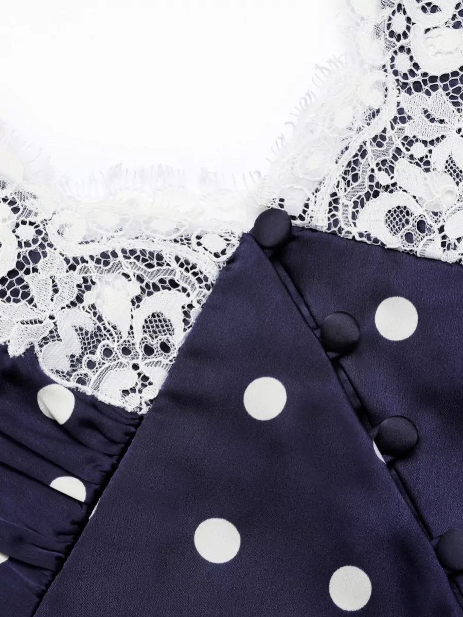 Self-Portrait Polka Dot Spaghetti Strap Midi Dress