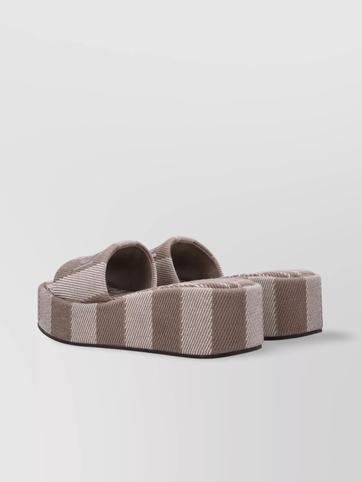 Shop Fendi Striped Platform Sunshine Mules In Grey