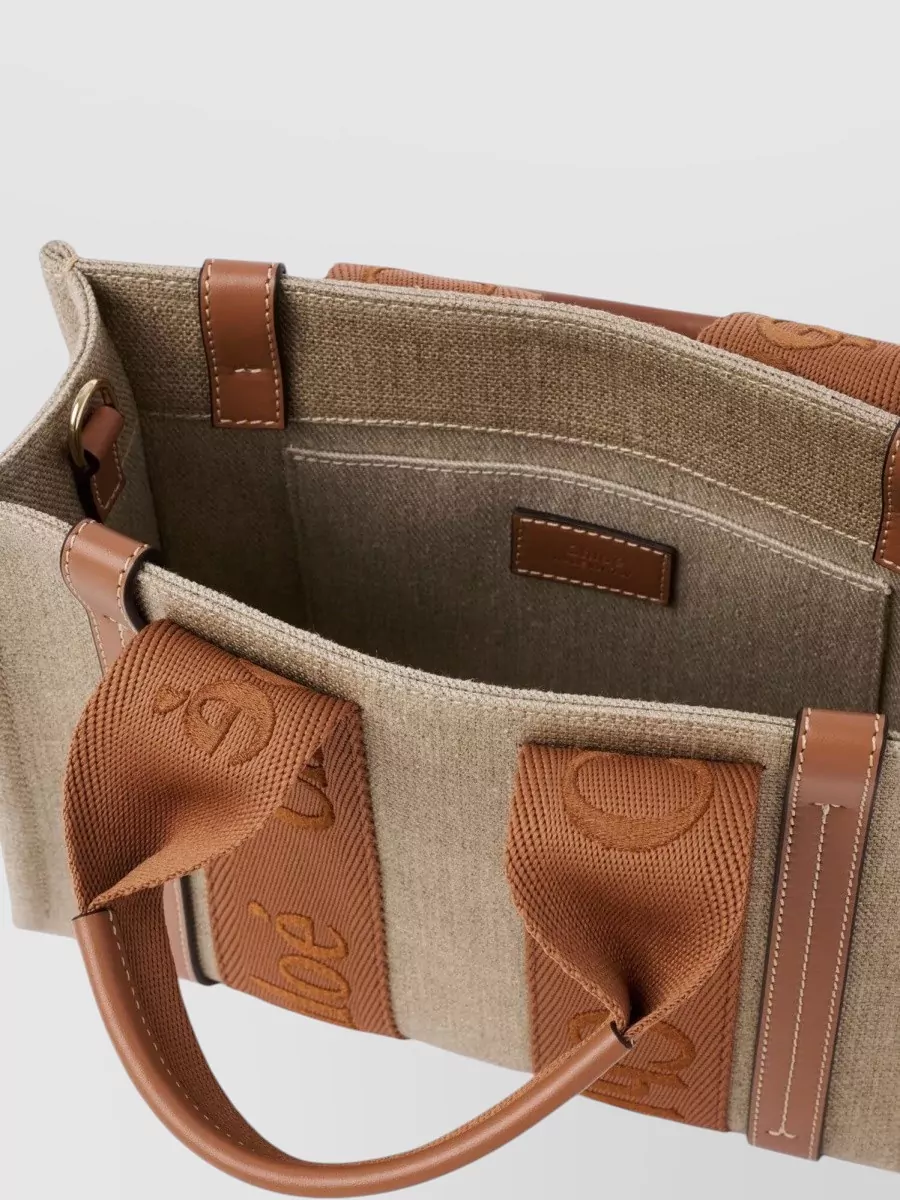 Chloé Linen Leather Tote Shoulder Bag