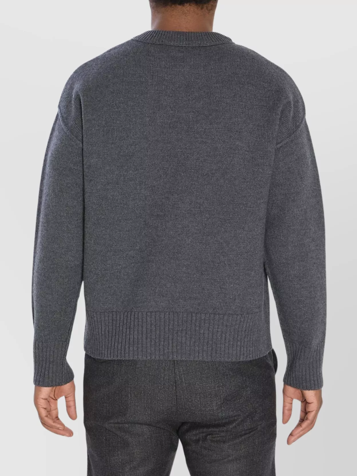 Ami Alexandre Mattiussi Heart Intarsia Wool Knit Crewneck Sweater In Gray