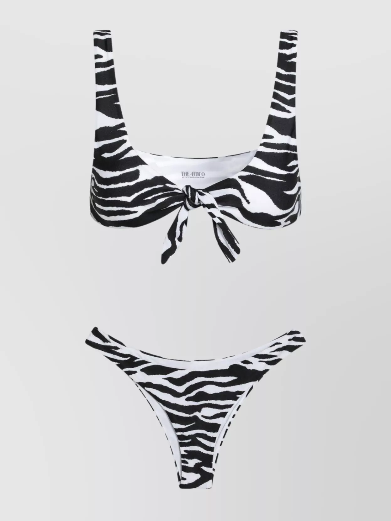Attico Zebra Print Two Piece Bikini In Black