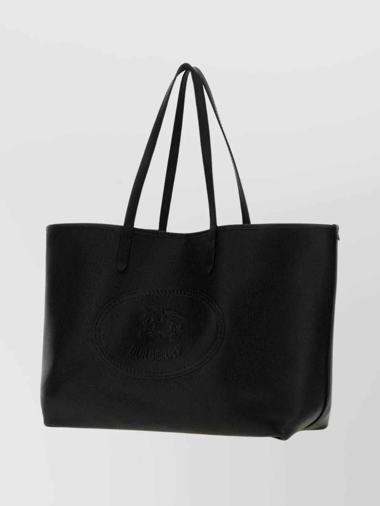 Burberry Medium Highlands Leather Shopping Shoulder Bag In Black