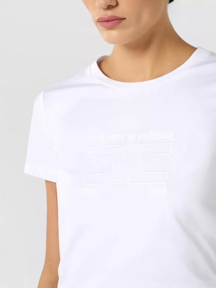 Elisabetta Franchi Crew Neck Top Embossed Nylon Silk Blend