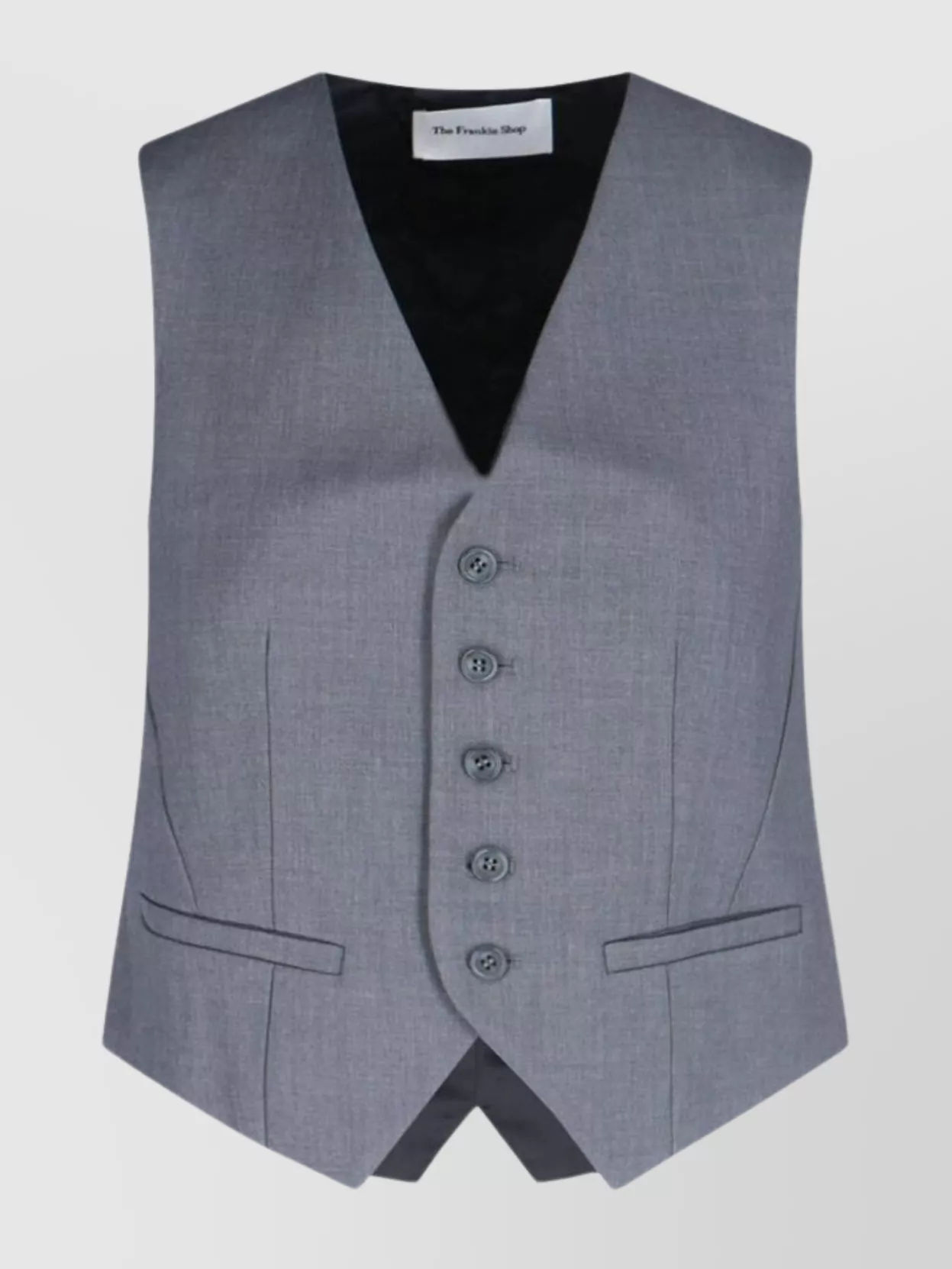 The Frankie Shop Sleeve Detail V-neck Top In Gray
