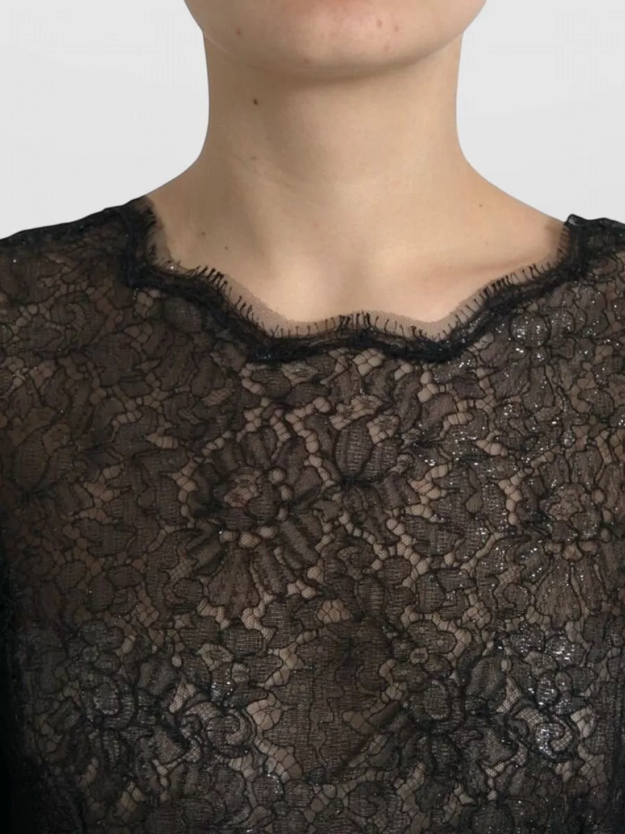 Dolce&Gabbana Floral Lace Sheer A-Line Midi Dress