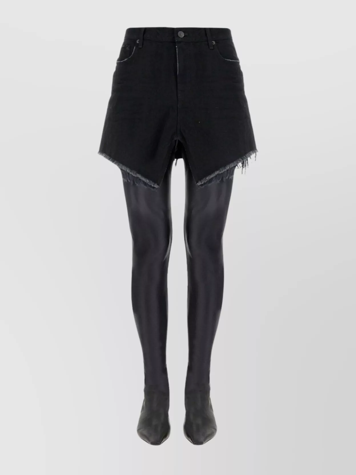 Balenciaga High Waist Japanese Denim Mini Skirt In Black