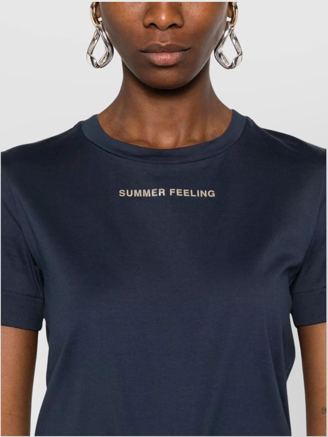 S Max Mara Logo Crew Neck Cotton T-Shirt