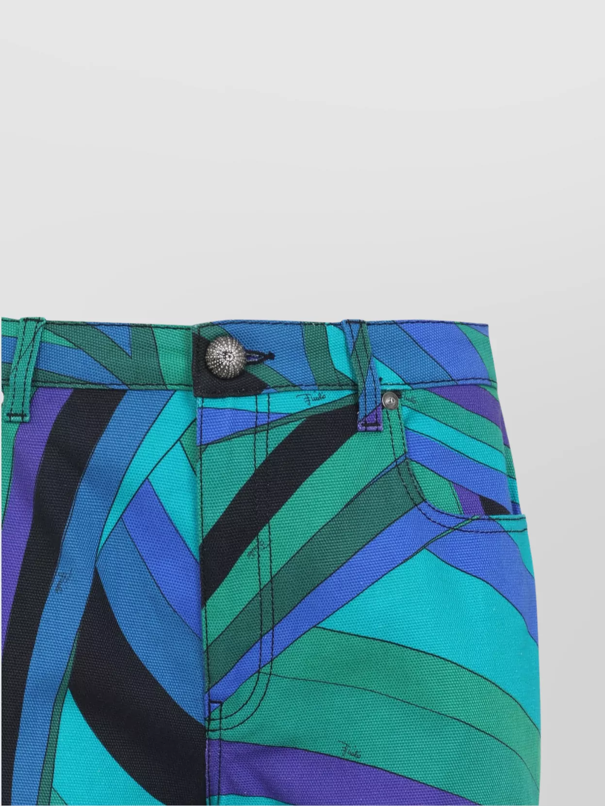 Pucci Geometric Design Cotton Blend Flared Pants In Multi