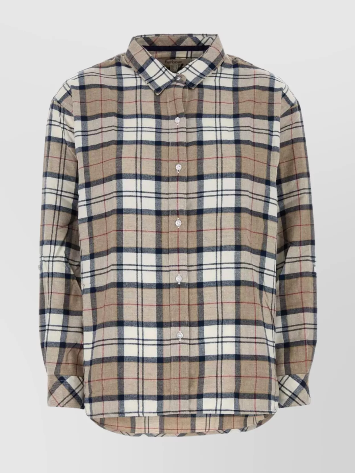 Barbour Embroidered Flannel Shirt With Long Cuffed Sleeves In Multi