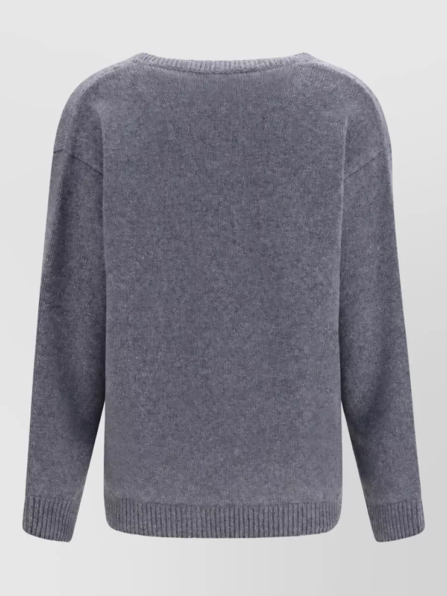 Valentino Cashmere Ribbed V-Neck Relaxed-Fit Sweater