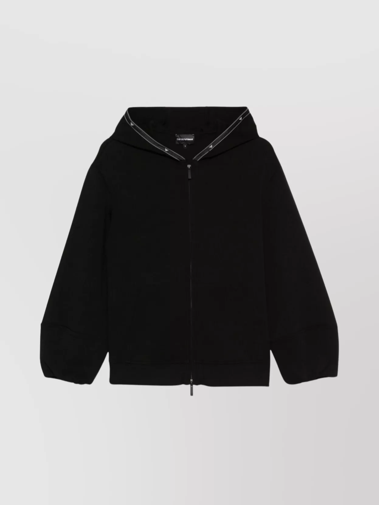 Emporio Armani Logo Cotton Blend Hoodie With Drop Shoulder
