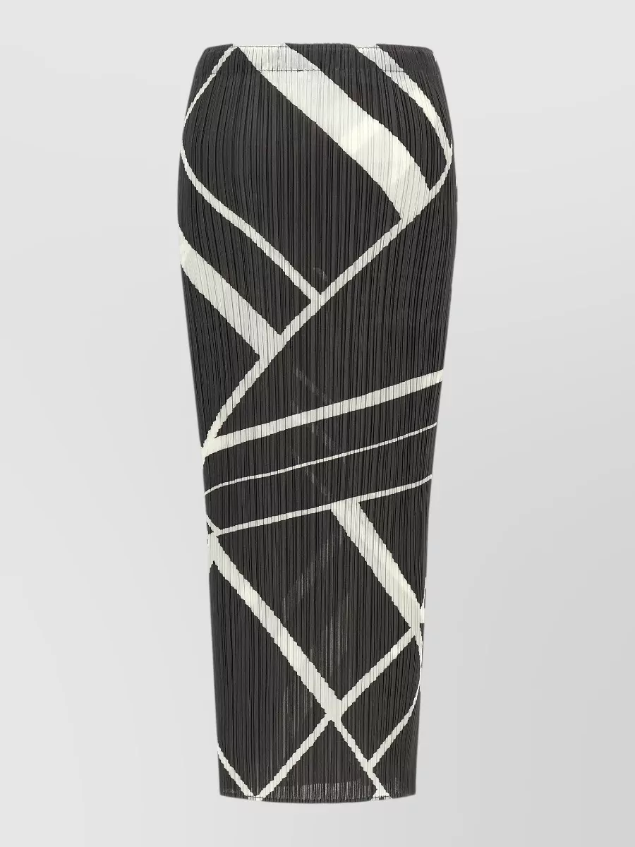 Pleats Please Issey Miyake Printed pleated pencil midi skirt