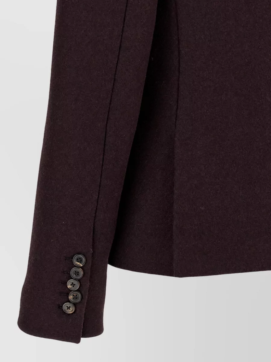 Dries Van Noten Wool Ribbed V Neck Single Breasted Blazer