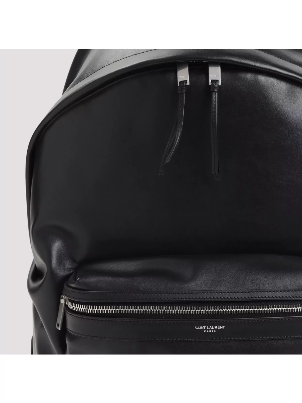 Saint Laurent Leather City Backpack Silver Hardware
