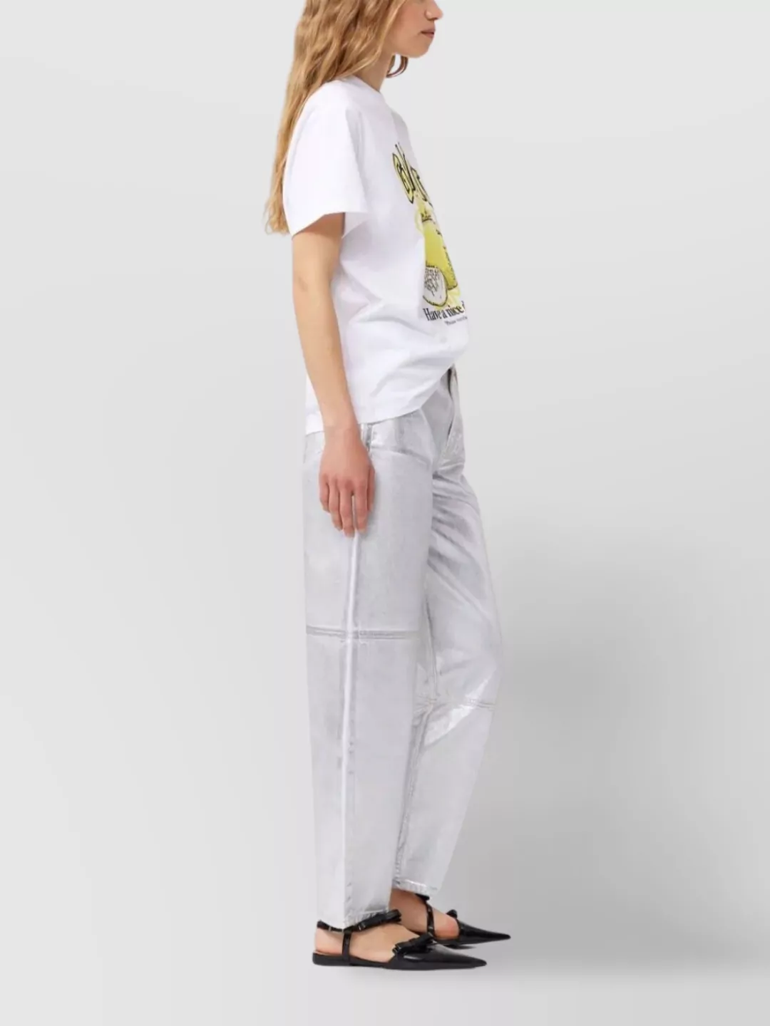 Ganni Crew Neck Lemon Graphic T-Shirt