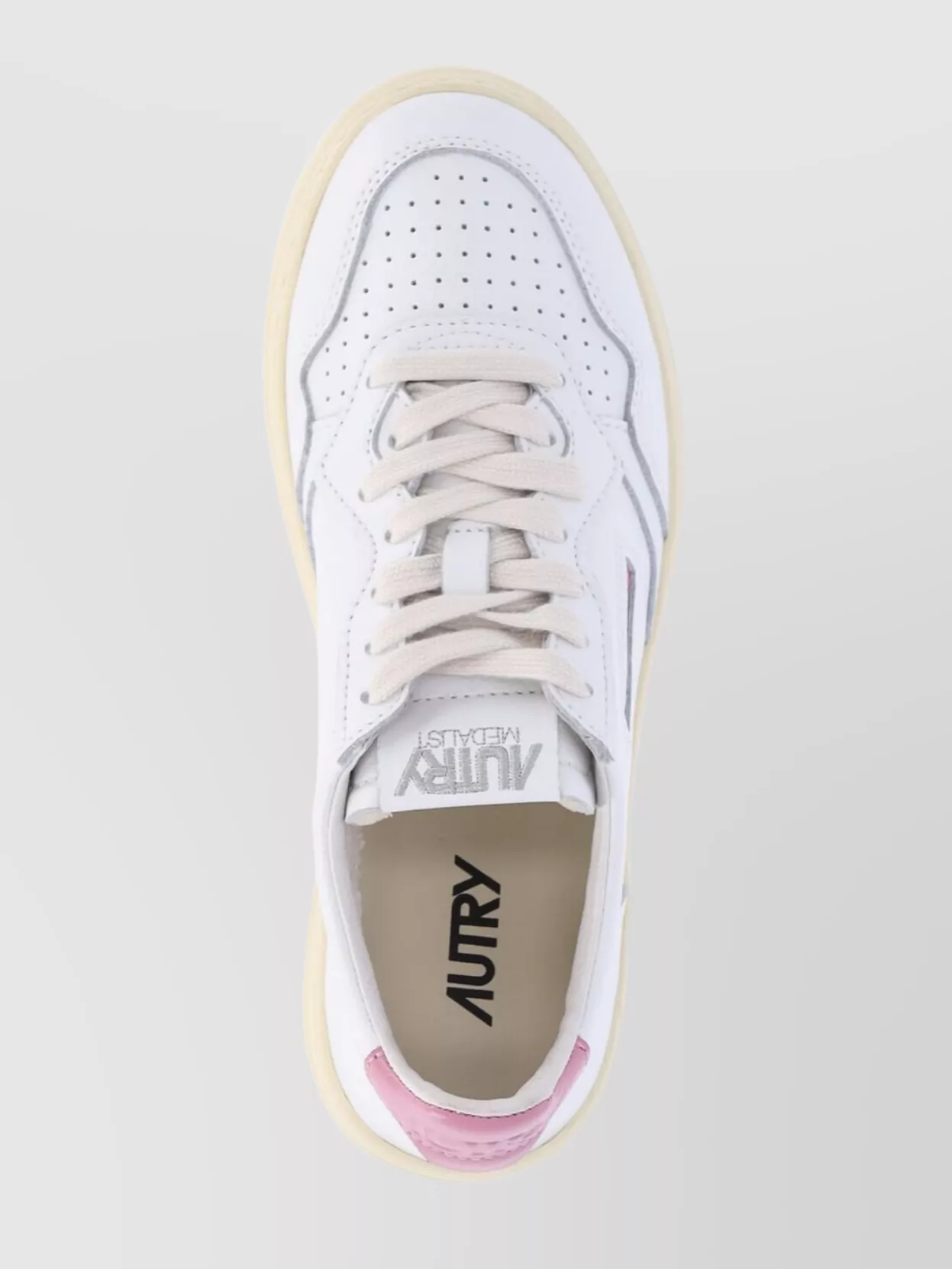 Autry Low Top Leather Sneakers With Pink Detail