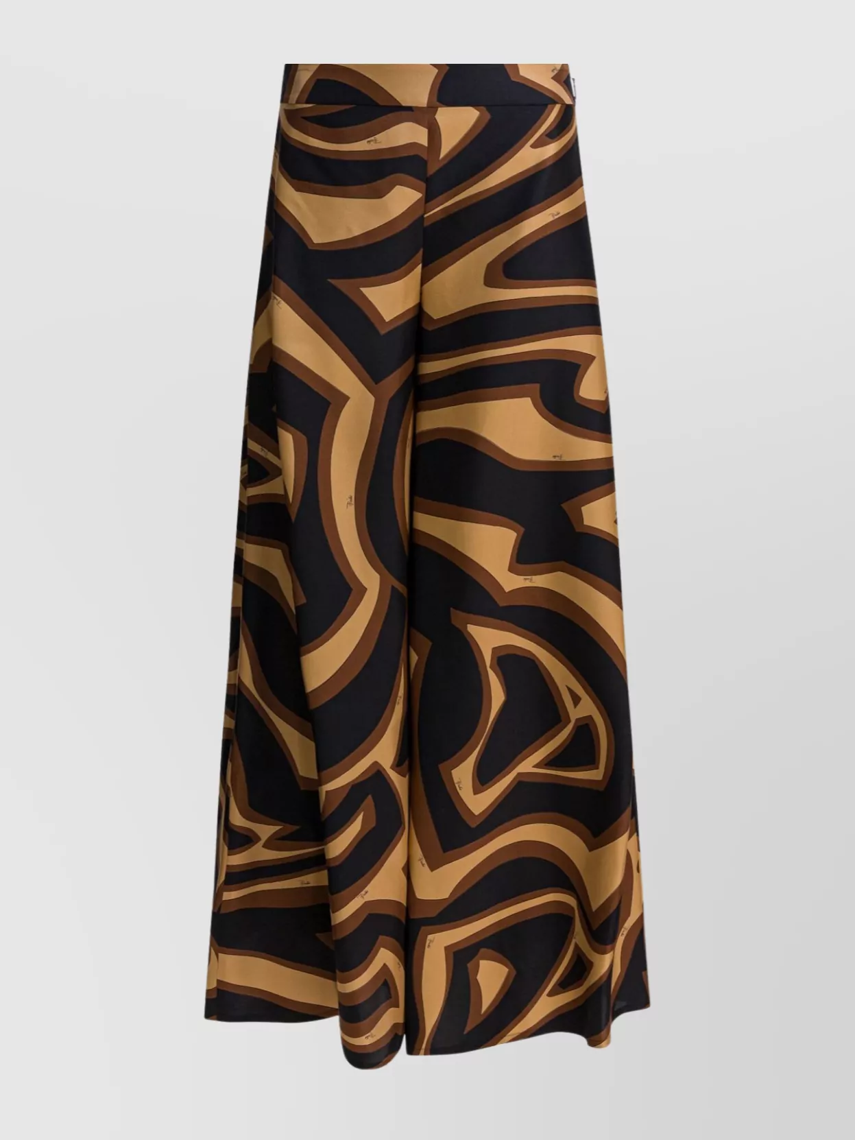 Pucci Labirinto Print Silk Wide Pants Trousers Black In Brown