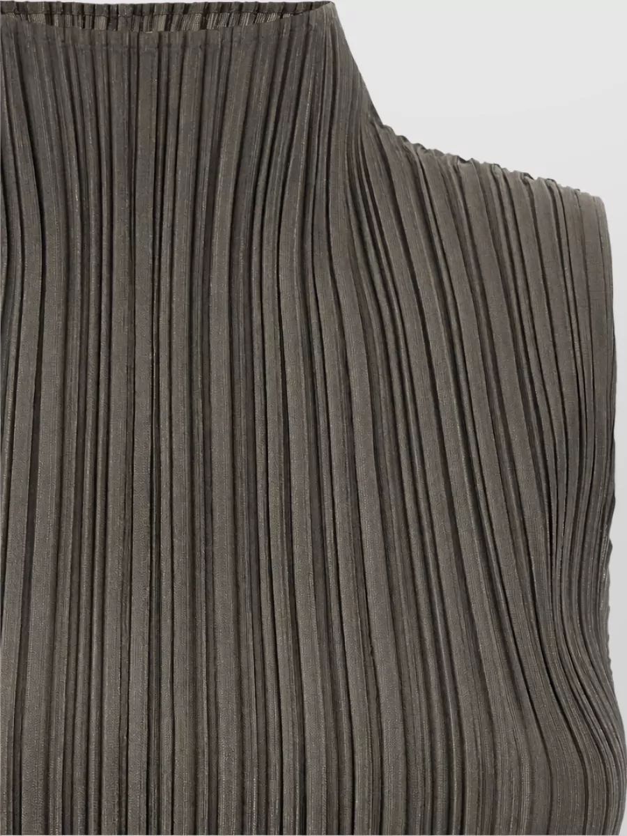 Pleats Please Issey Miyake Pleated Sleeveless High-Neck Top
