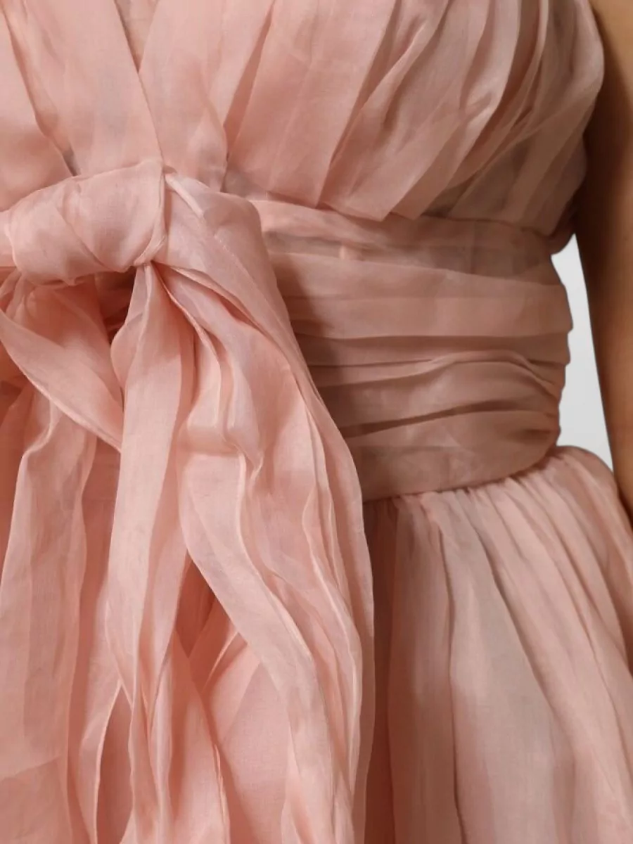 Dolce&Gabbana Silk Strapless Pleated Knee-Length Dress