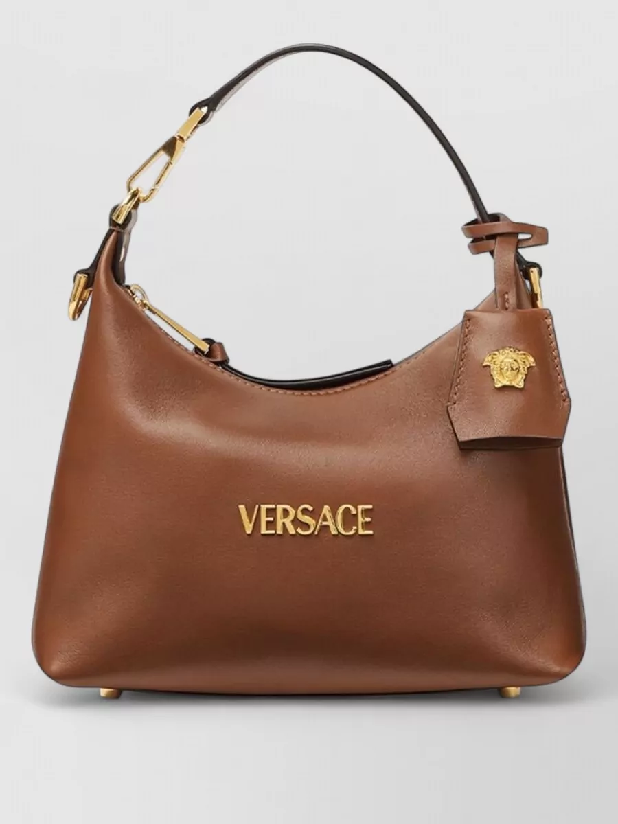 Versace versace tag leather hobo bag