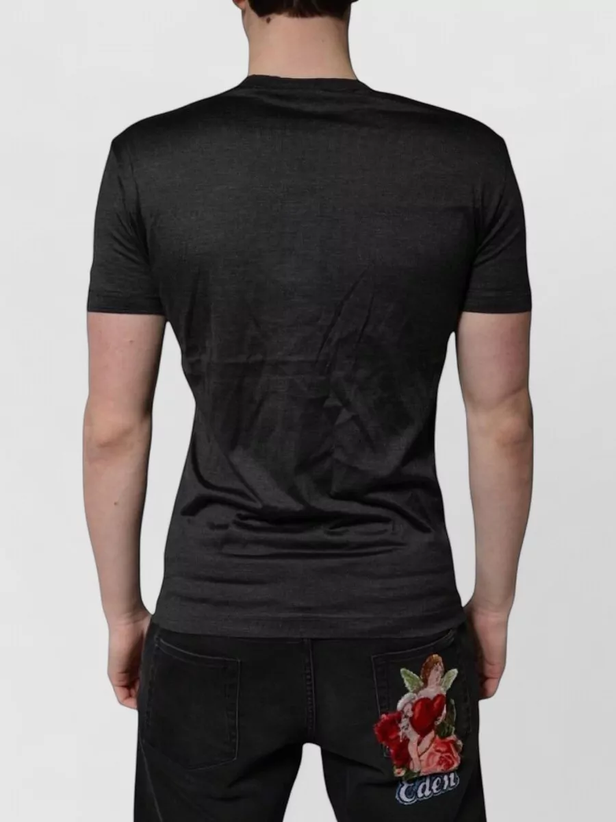 Dolce&Gabbana Silk V-Neck Short-Sleeve T-Shirt