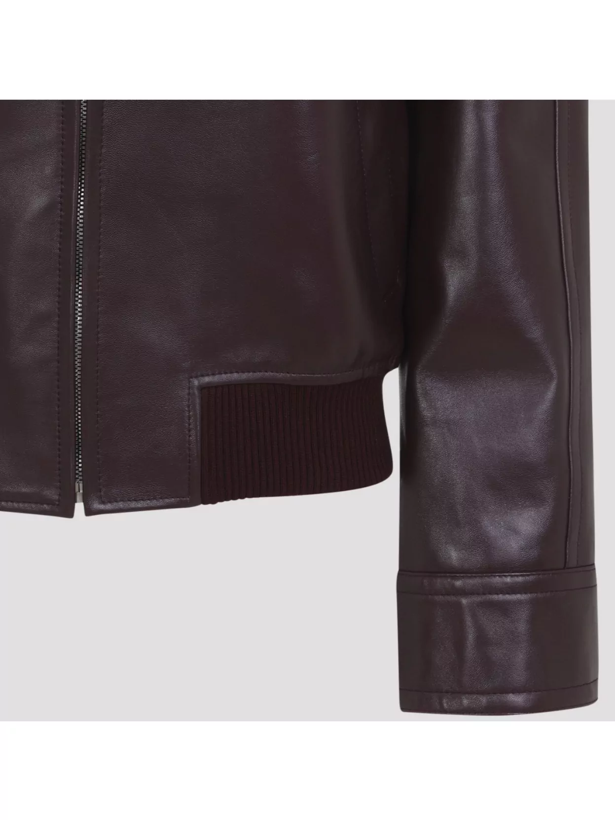 Bottega Veneta Leather Jacket Featuring Intrecciato Collar In Brown