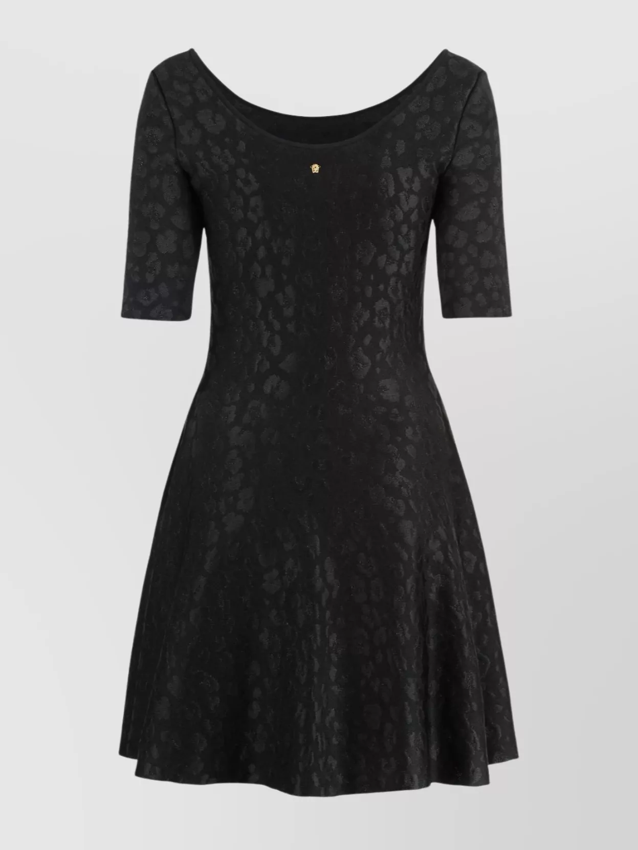 Versace Mini Dress With Flared Skirt And Scoop Neckline In Black