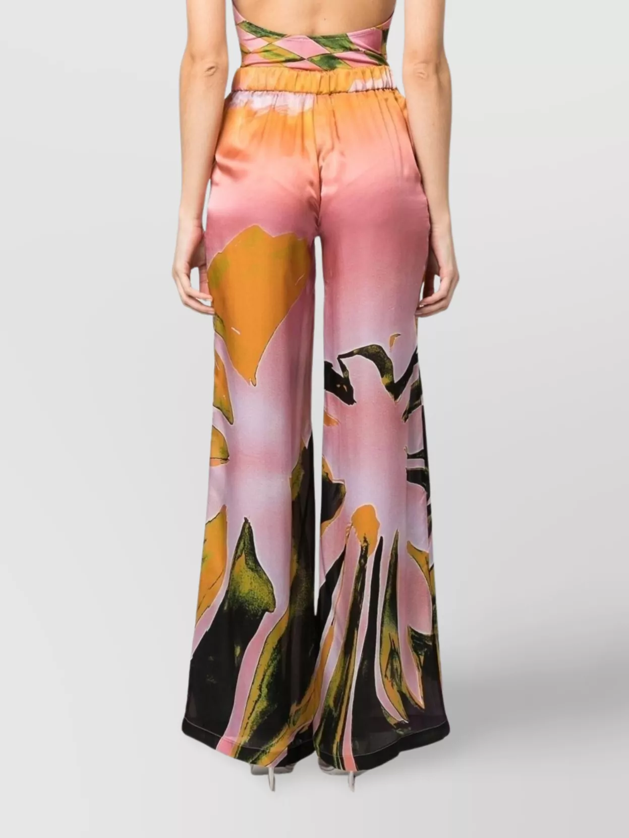 Shop Louisa Ballou Abstract Print Wide Leg Trousers