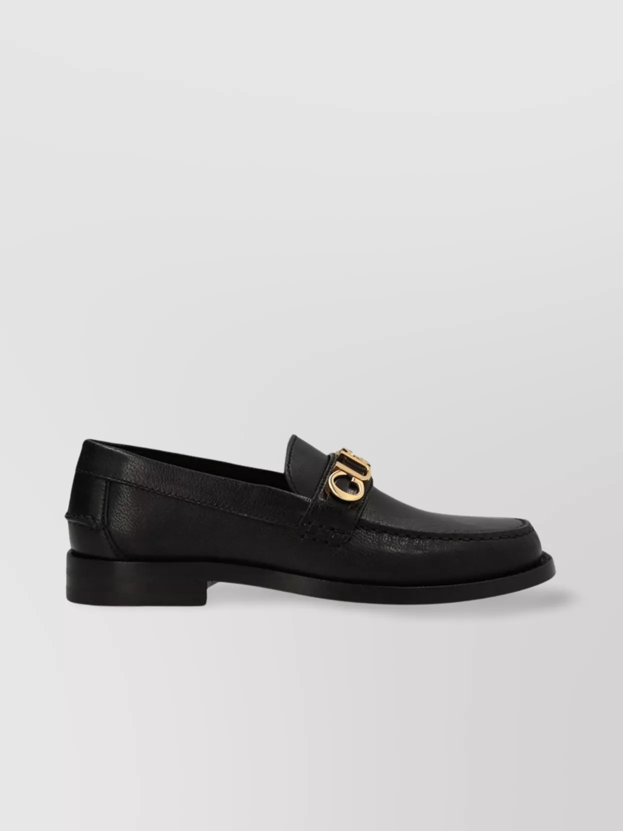Shop Gucci Round Toe Loafers Gold-tone Hardware