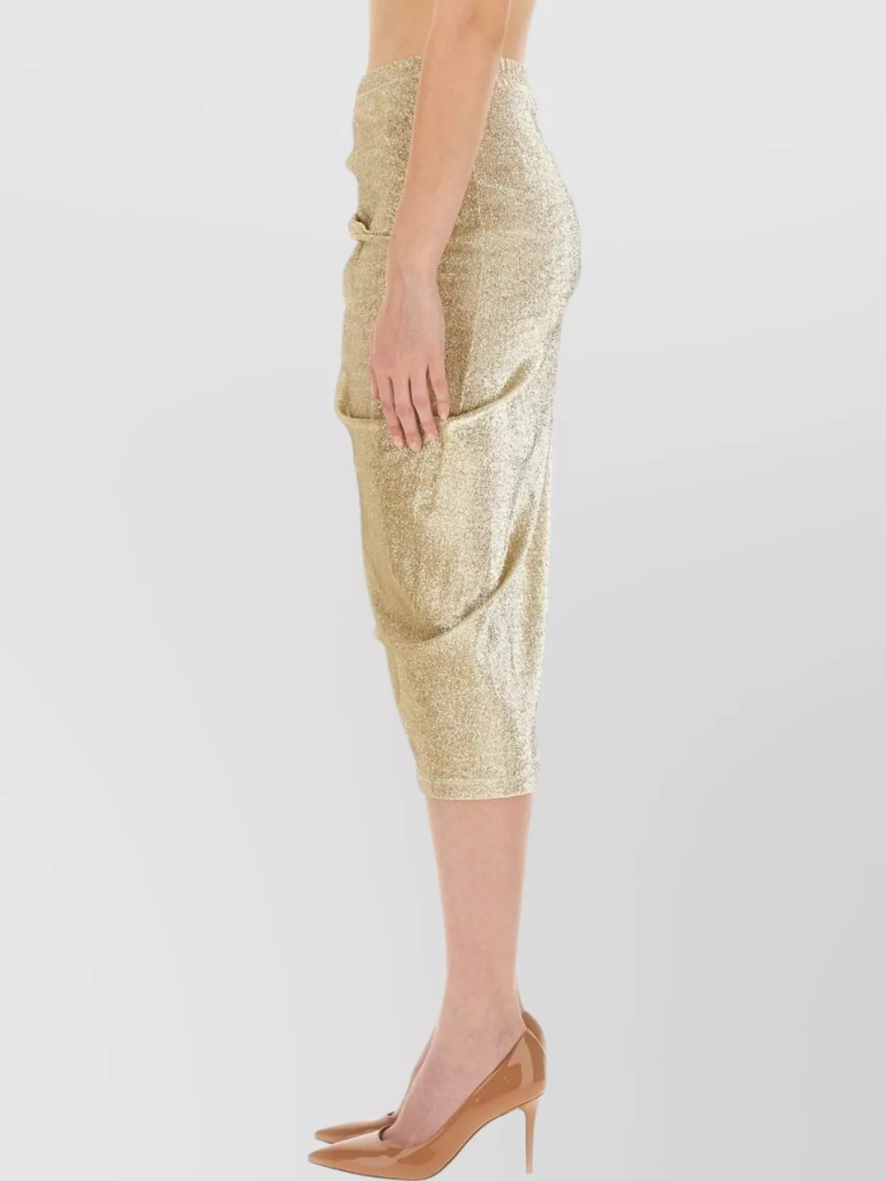 Paco Rabanne High Waist Metallic Ruched Asymmetric Skirt