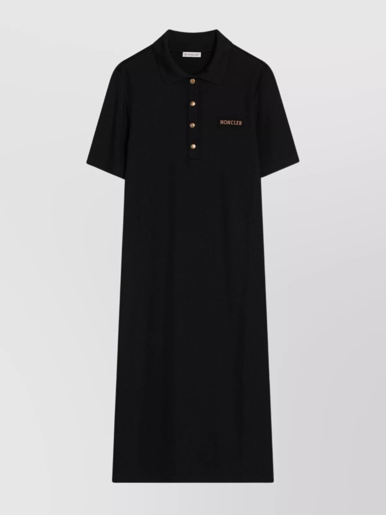 Moncler Polo Dress Logo Collar Short Sleeves In Black