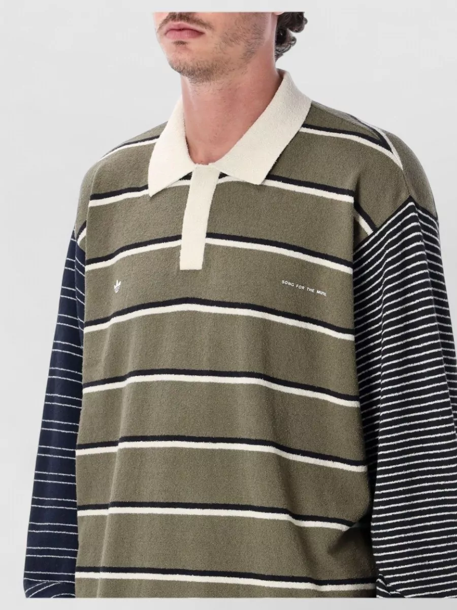 Adidas Originals Striped Oversized Long-Sleeve Polo Shirt
