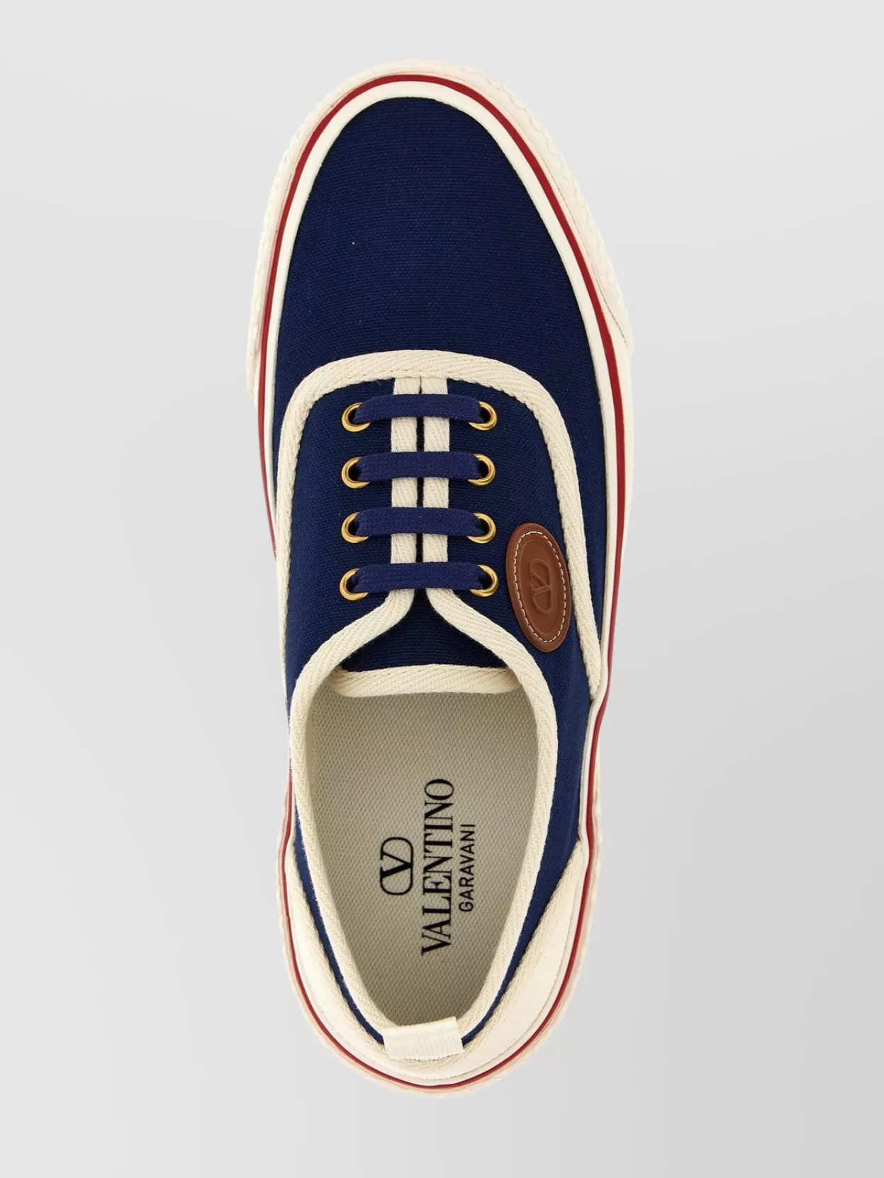 Valentino Garavani Blue Low Top Sneakers With Vlogo Patch On The Side In Cotton Man