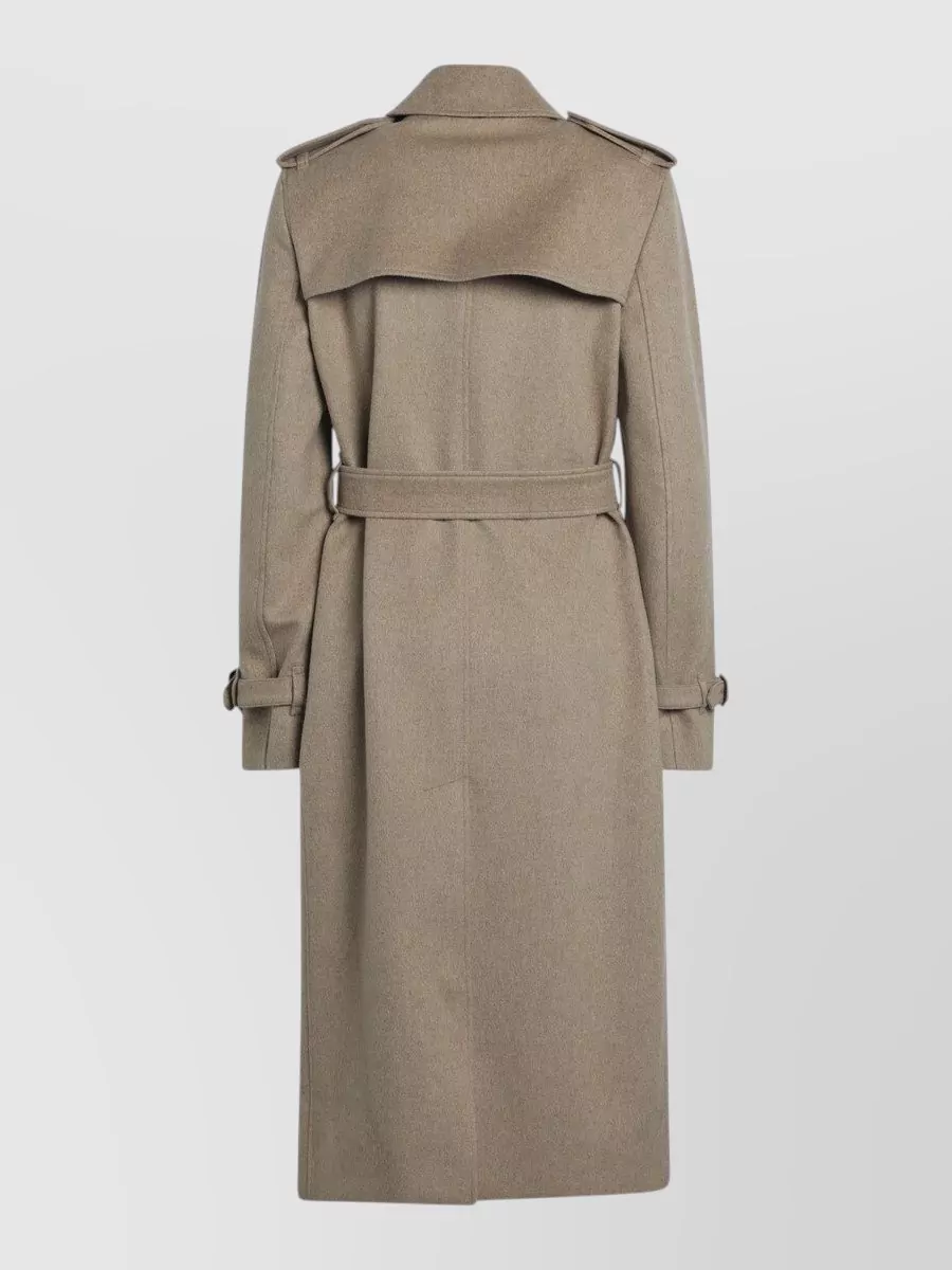 Burberry Double Breasted Cashmere Coat Epaulettes Storm Flap In Brown