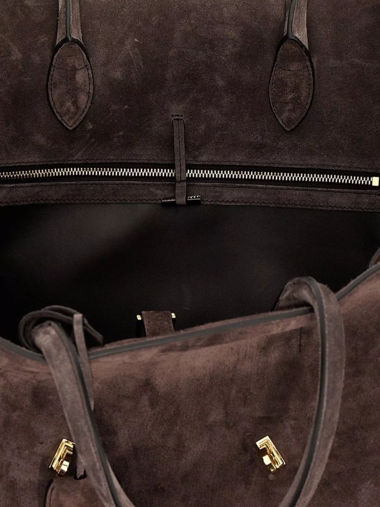 Ferragamo Suede Shoulder Bag Gold Tone Hardware