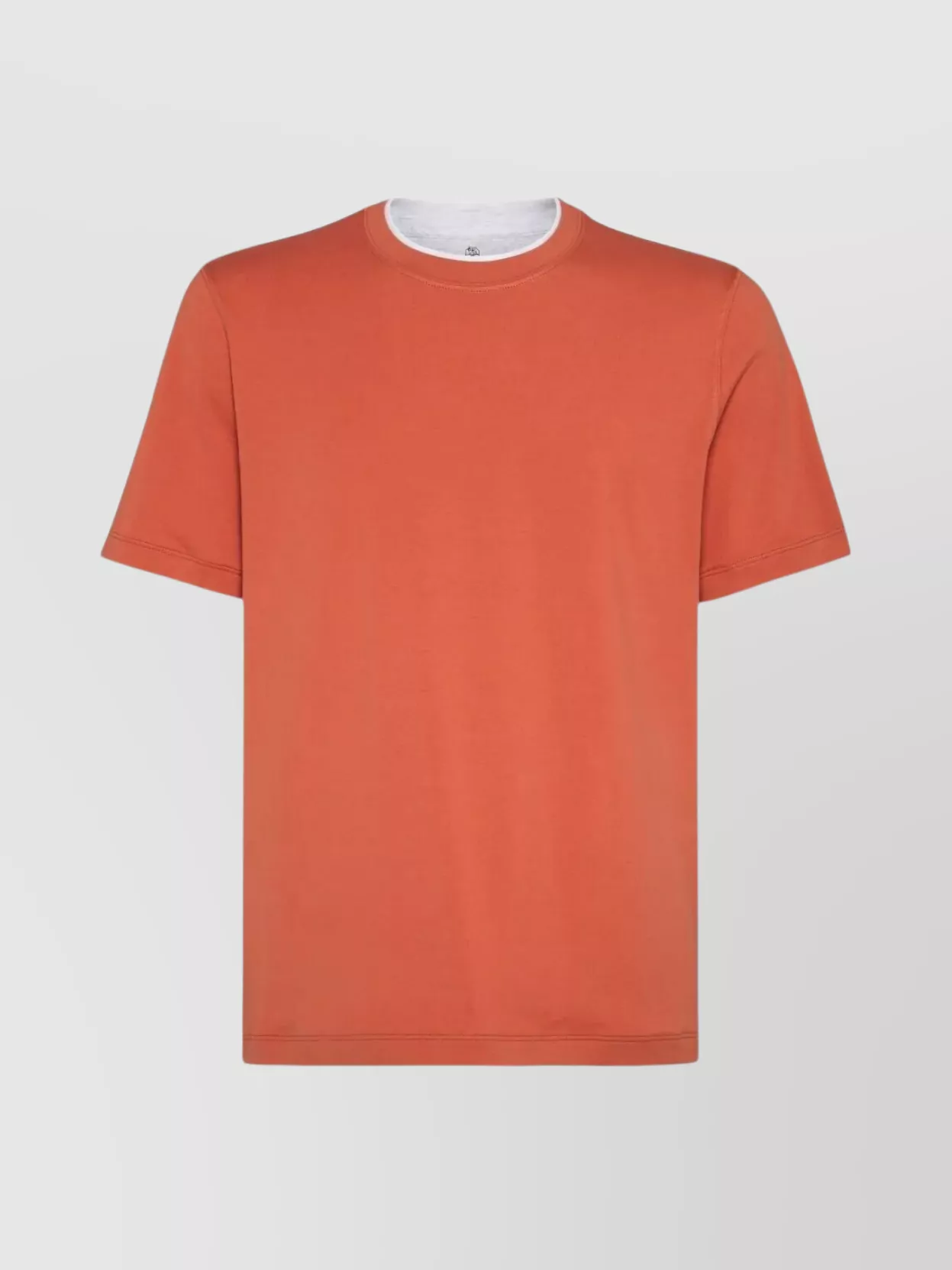 Brunello Cucinelli Cotton Jersey Crew Neck T-shirt With Faux-layering Clothing In Orange