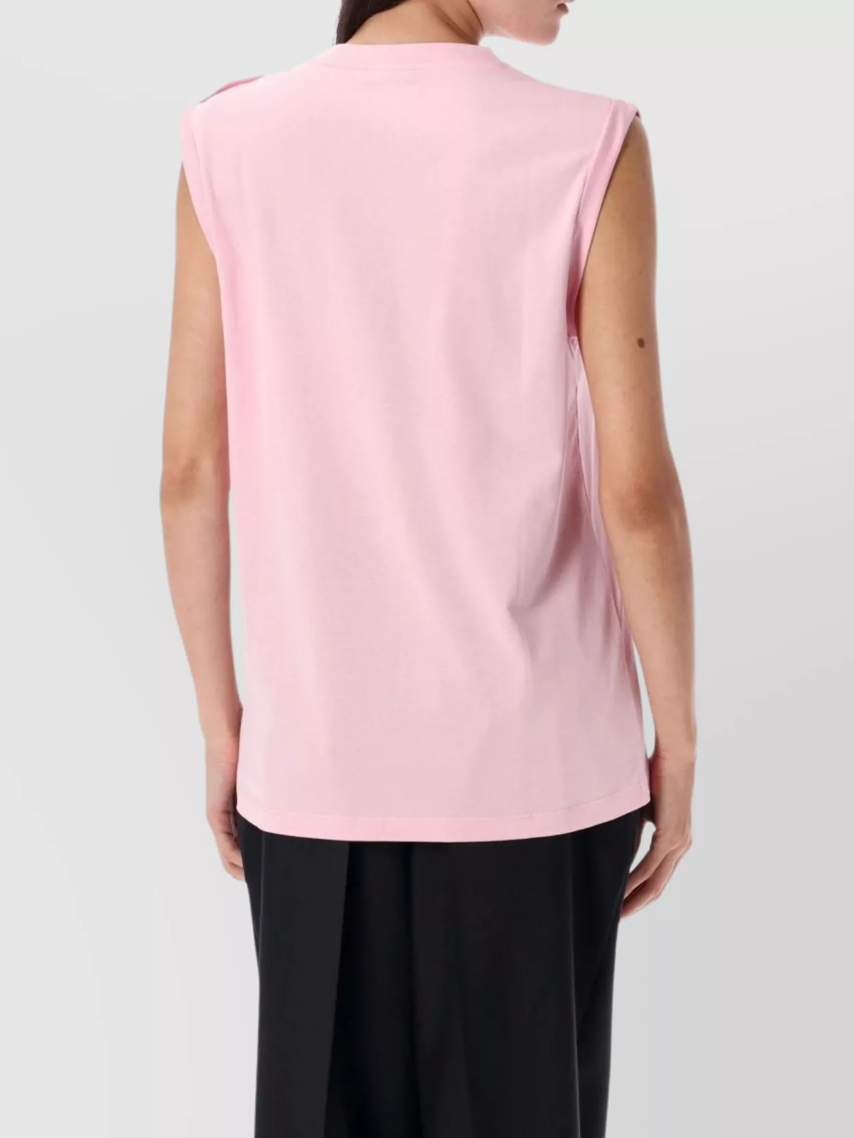 Balmain Logo Button Crew Neck Sleeveless Top