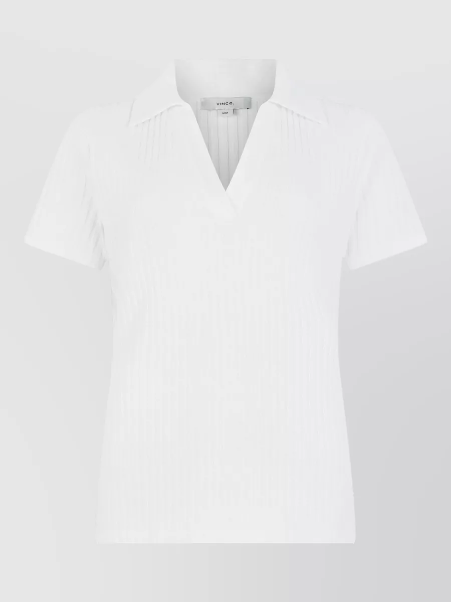 Vince ribbed short-sleeve polo top
